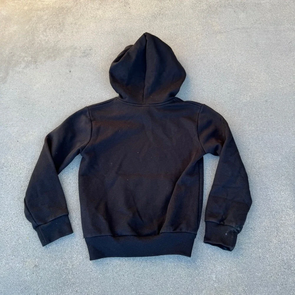 Adidas Kids Black Fleece Pullover Hoodie 3-Bar Logo Size 6